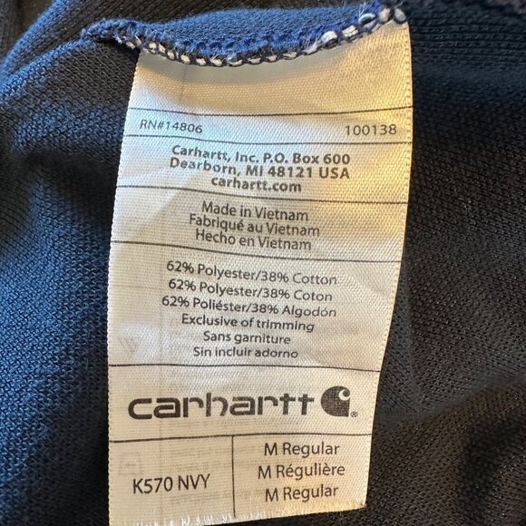 Carhartt Mens Original Fit Polo Shirt Size M Navy Blue Cotton/Polyester Blend - Picture 6 of 7